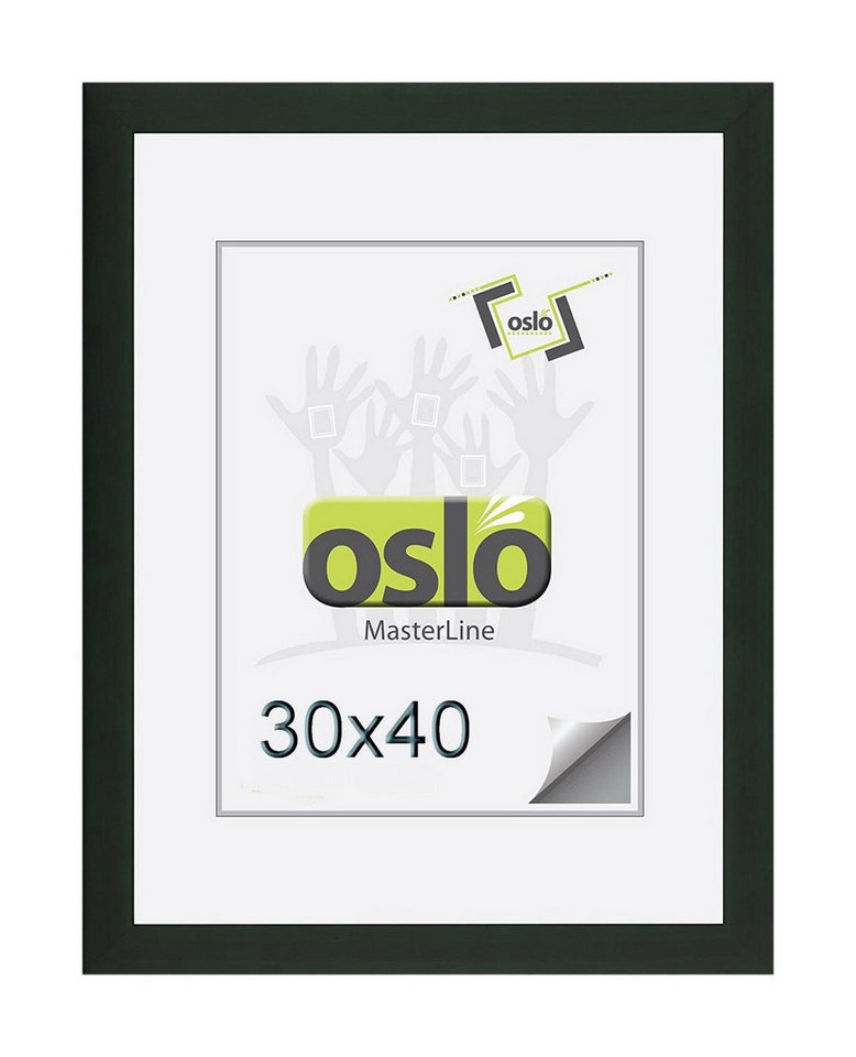 Oslo MasterLine Bilderrahmen Holz massiv FSC-zertifiziert Echtglas Hoch- Querformat Puzzlerahmen, 30x40 dunkelgrün von Oslo MasterLine