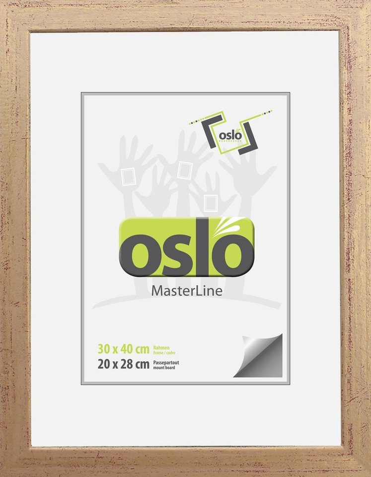 Oslo MasterLine Bilderrahmen Bilderrahmen Holz massiv FSC-zertifiziert Echtglas Hoch und Querformat, 30x40 gold von Oslo MasterLine