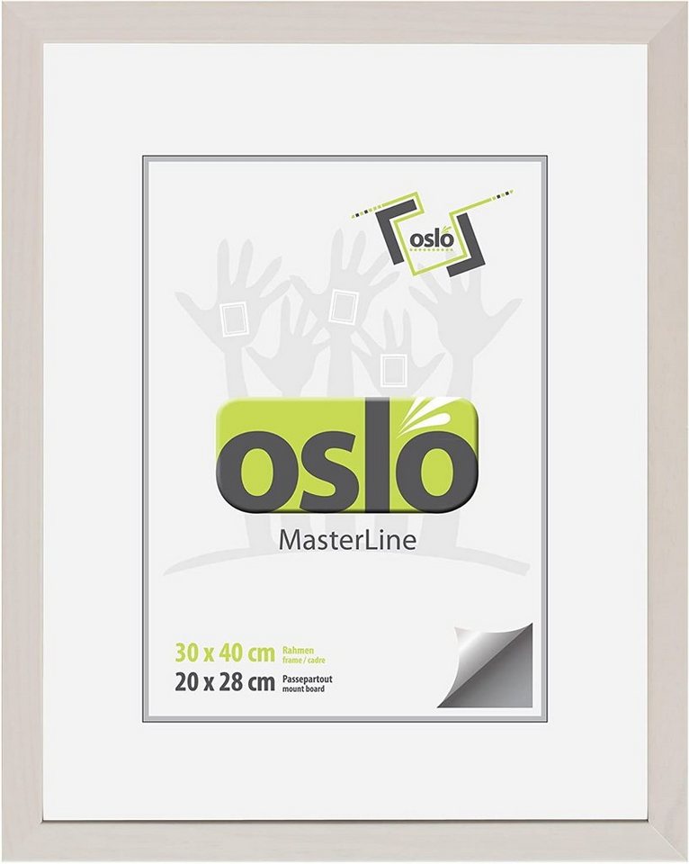 Oslo MasterLine Bilderrahmen Bilderrahmen Holz massiv FSC-zertifiziert Echtglas Hoch und Querformat, 30x40 weiß gekalkt von Oslo MasterLine