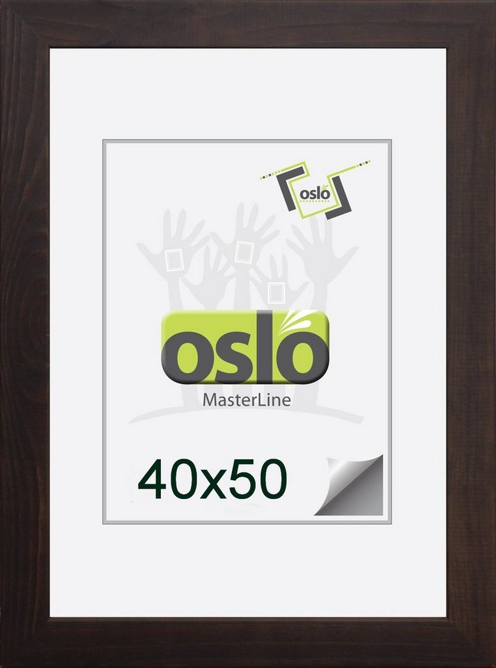 Oslo MasterLine Bilderrahmen Bilderrahmen Holz massiv FSC-zertifiziert Echtglas Hoch und Querformat, 40x50 dunkelbraun / schoko von Oslo MasterLine