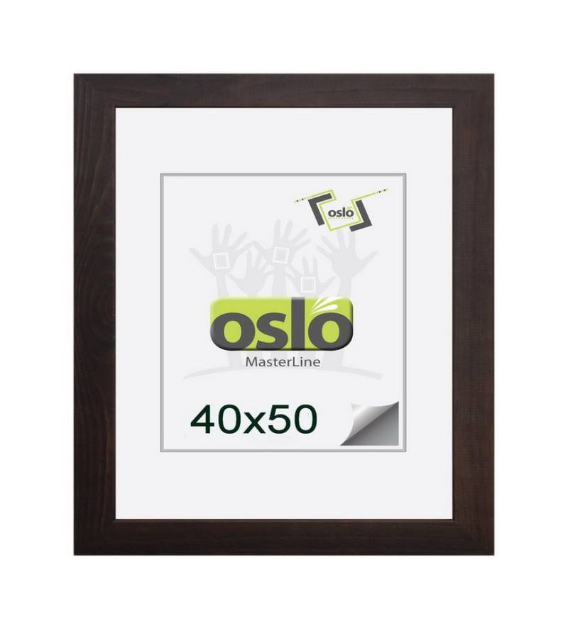 Oslo MasterLine Bilderrahmen Holz massiv FSC-zertifiziert Echtglas Hoch- Querformat Puzzlerahmen, 40x50 dunkelbraun / schoko von Oslo MasterLine