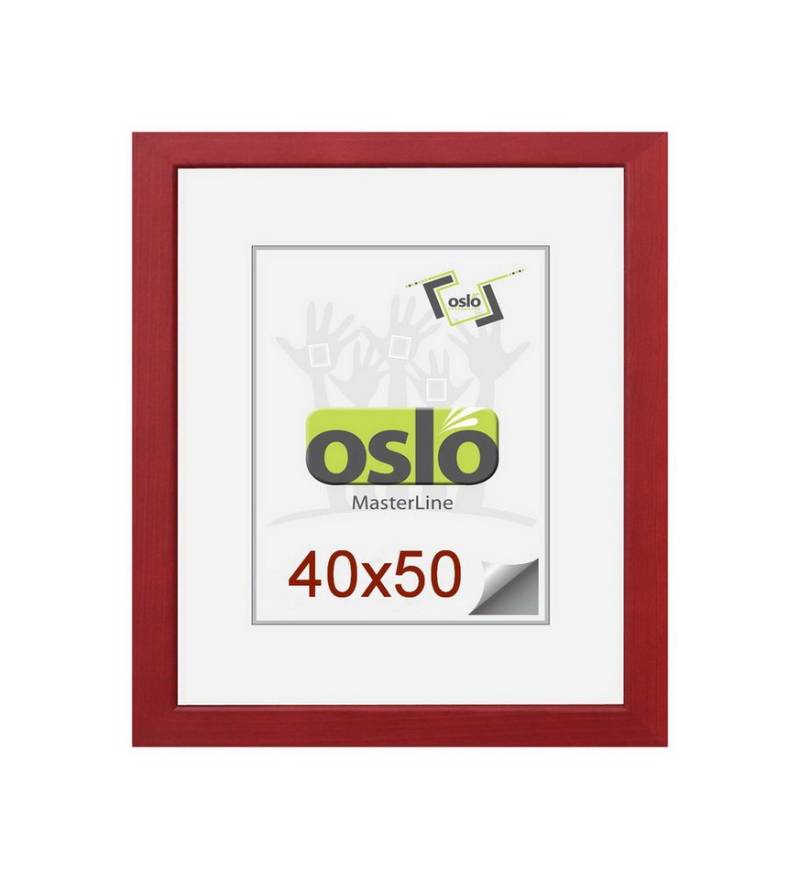 Oslo MasterLine Bilderrahmen Holz massiv FSC-zertifiziert Echtglas Hoch- Querformat Puzzlerahmen, 40x50 rot von Oslo MasterLine