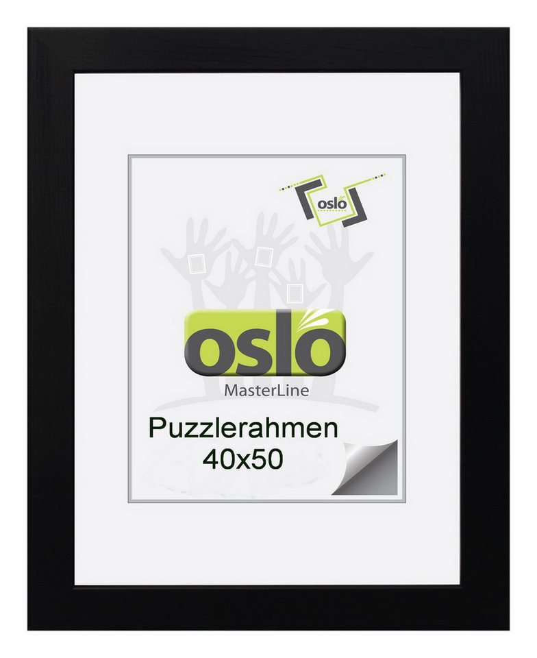 Oslo MasterLine Bilderrahmen Bilderrahmen Holz massiv FSC-zertifiziert Echtglas Hoch und Querformat, 40x50 schwarz von Oslo MasterLine