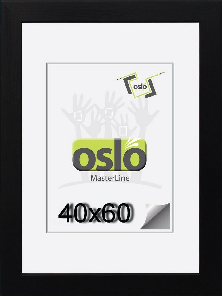 Oslo MasterLine Bilderrahmen Bilderrahmen Holz massiv FSC-zertifiziert Echtglas Hoch und Querformat, 40x60 schwarz von Oslo MasterLine