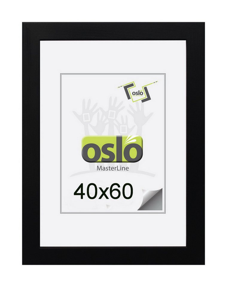 Oslo MasterLine Bilderrahmen Holz massiv FSC-zertifiziert Echtglas Hoch- Querformat Puzzlerahmen, 40x60 schwarz von Oslo MasterLine