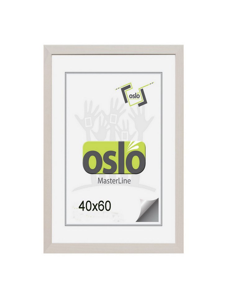 Oslo MasterLine Bilderrahmen Holz massiv FSC-zertifiziert Echtglas Hoch- Querformat Puzzlerahmen, 40x60 weiß gekalkt von Oslo MasterLine
