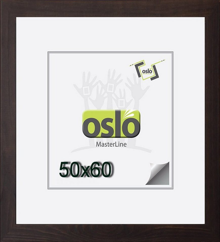 Oslo MasterLine Bilderrahmen Bilderrahmen Holz massiv FSC-zertifiziert Echtglas Hoch und Querformat, 50x60 dunkelbraun / schoko von Oslo MasterLine