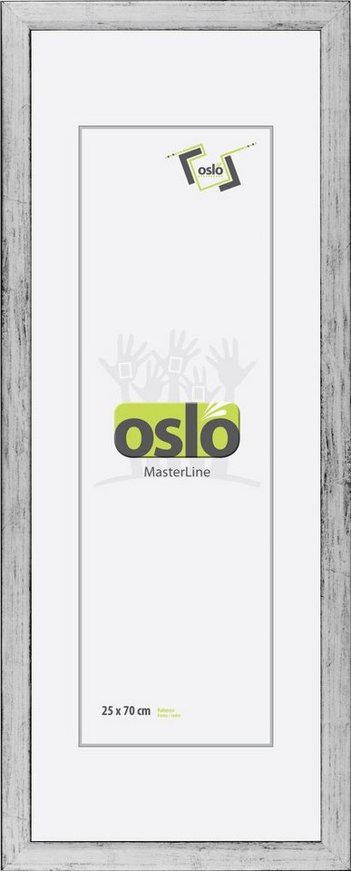 Oslo MasterLine Bilderrahmen Bilderrahmen Holz massiv FSC-zertifiziert Echtglas Hoch und Querformat, Collagerahmen 25x70 cm silber von Oslo MasterLine