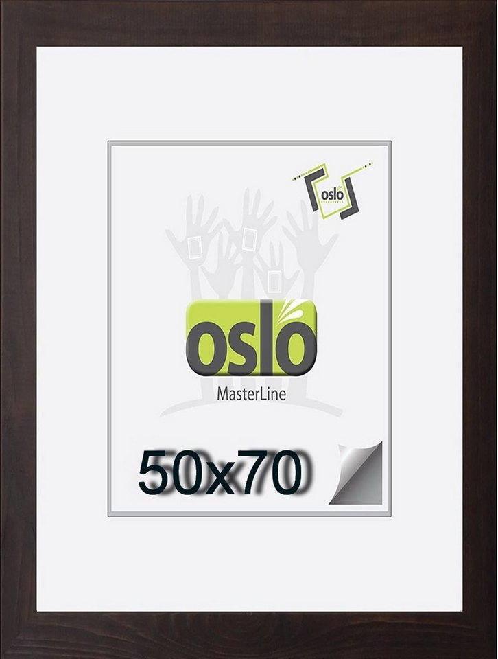 Oslo MasterLine Bilderrahmen Bilderrahmen Holz massiv FSC-zertifiziert Echtglas Hoch und Querformat, Portraitrahmen 50x70 cm dunkelbraun / schoko von Oslo MasterLine