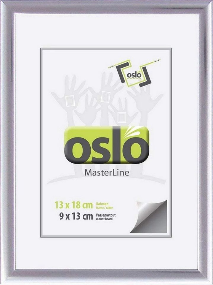 Oslo MasterLine Einzelrahmen Bilderrahmen 13 x 18 cm Aluminium schmal mit Aufsteller, silber glänzend Alu Hoch- und Querformat von Oslo MasterLine
