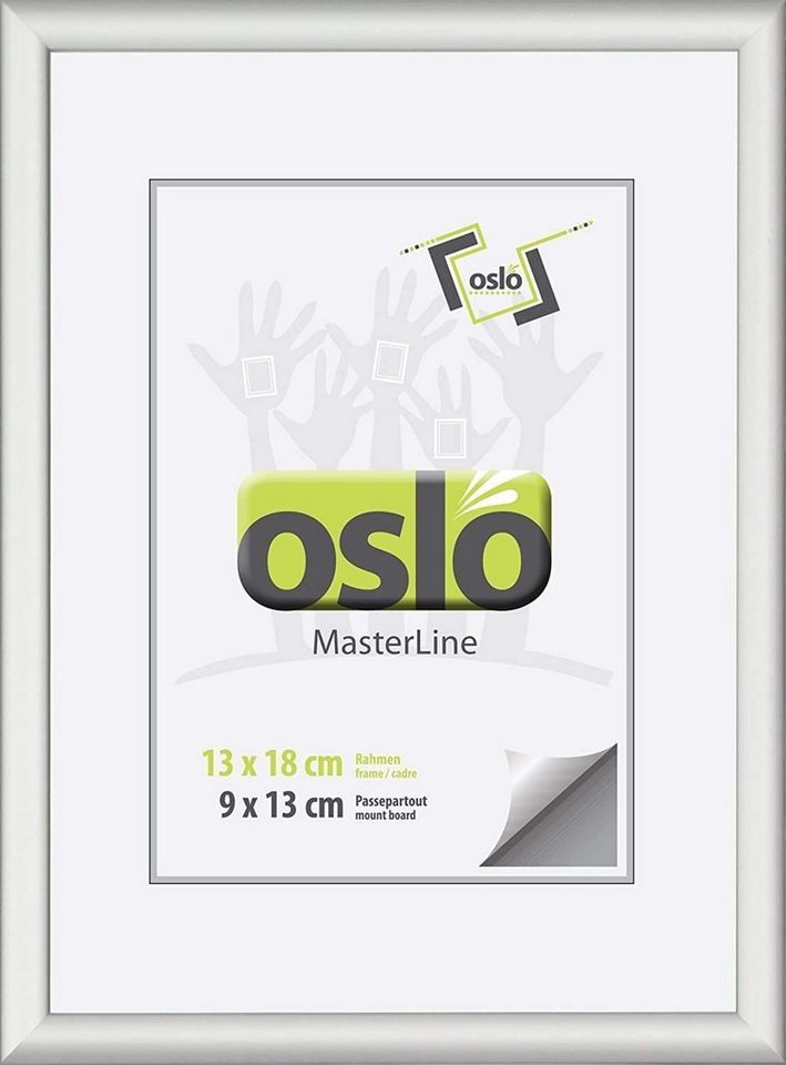 Oslo MasterLine Einzelrahmen Bilderrahmen 13 x 18 cm Aluminium schmal mit Aufsteller, silber matt Alu Hoch- und Querformat von Oslo MasterLine