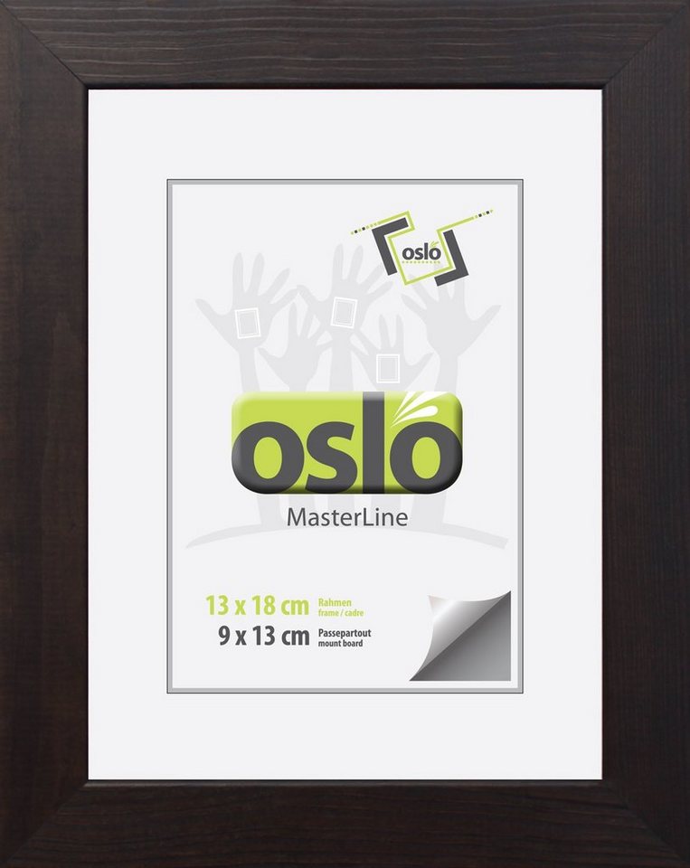 Oslo MasterLine Einzelrahmen Bilderrahmen 13 x 18 cm Holz massiv mit Glasscheibe und Aufsteller, Echtholzrahmen dunkelbraun / schoko FSC-zertifiziert von Oslo MasterLine