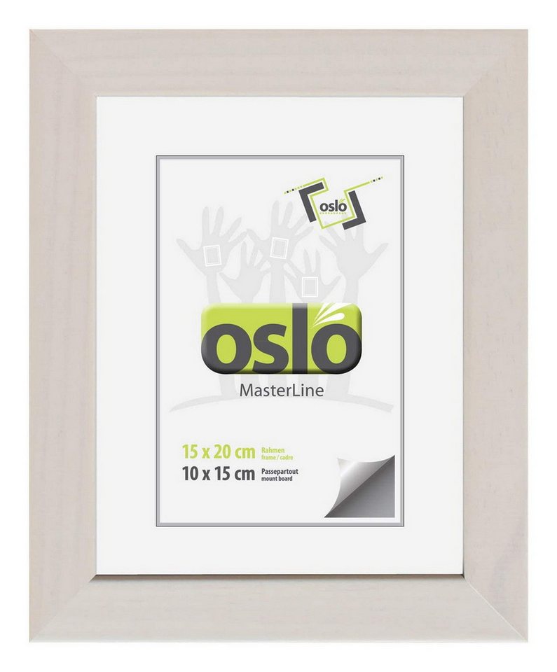 Oslo MasterLine Einzelrahmen Bilderrahmen 15 x 20 cm Holz FSC mit Echtglas und stabilem Aufsteller, (braun-gold} {gold} {rot} {silber} {weiß gekalkt), Portraitrahmen Hoch- und Querformat von Oslo MasterLine