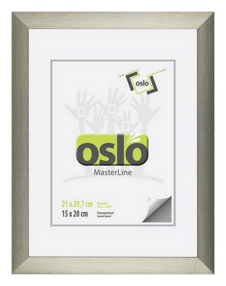 Oslo MasterLine Einzelrahmen Bilderrahmen 21 x 30 cm Urkundenformat DIN A4 exakt 21 x 29,7 cm, Urkundenrahmen Aluminium champagner Echtglas stabiler Aufsteller von Oslo MasterLine