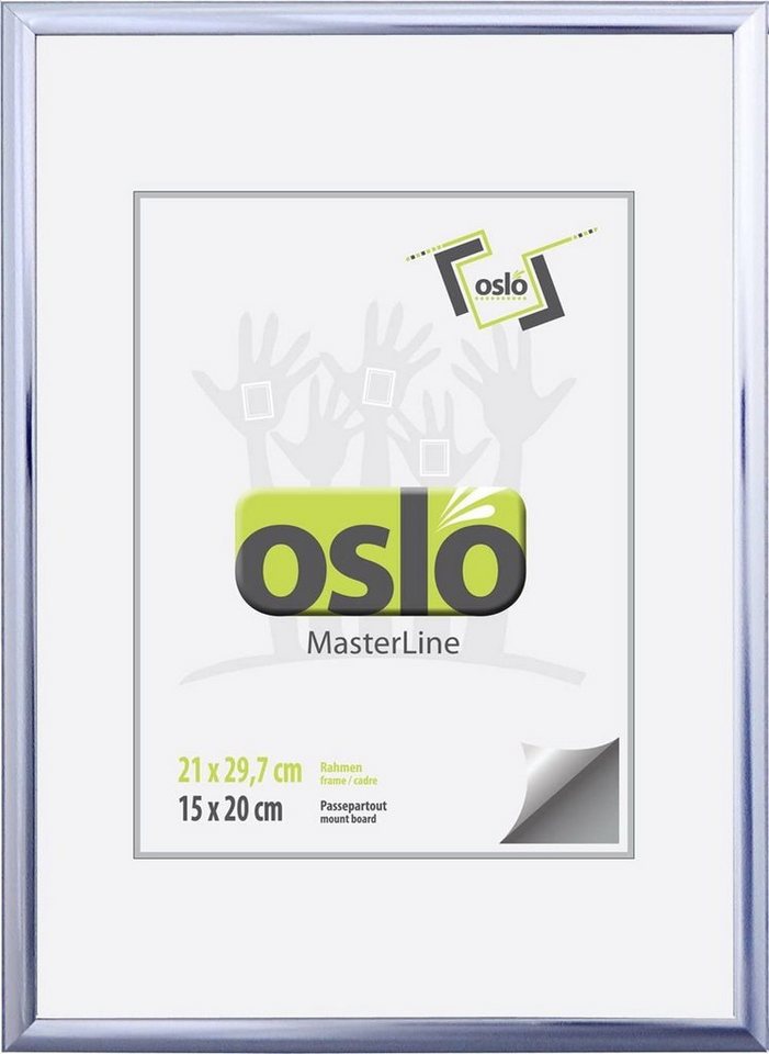 Oslo MasterLine Einzelrahmen Bilderrahmen 21 x 30 cm Urkundenformat DIN A4 exakt 21 x 29,7 cm, Urkundenrahmen Aluminium silber shiny Echtglas mit stabilem Aufsteller von Oslo MasterLine