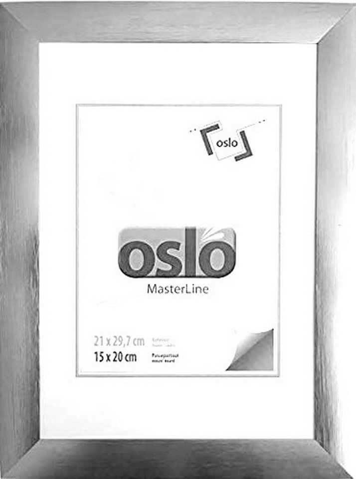 Oslo MasterLine Einzelrahmen Bilderrahmen 21 x 30 cm Urkundenformat DIN A4 exakt 21 x 29,7 cm, Urkundenrahmen Aluminium stahl (graphit) Echtglas stabiler Aufsteller von Oslo MasterLine