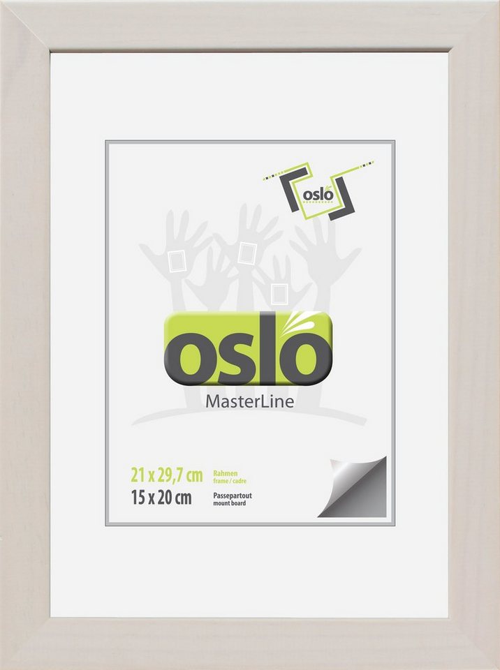 Oslo MasterLine Einzelrahmen Bilderrahmen 21 x 30 cm Urkundenformat DIN A4 exakt 21 x 29,7 cm, Urkundenrahmen Holz Farbe weiß gekalkt Echtglas stabiler Aufsteller von Oslo MasterLine