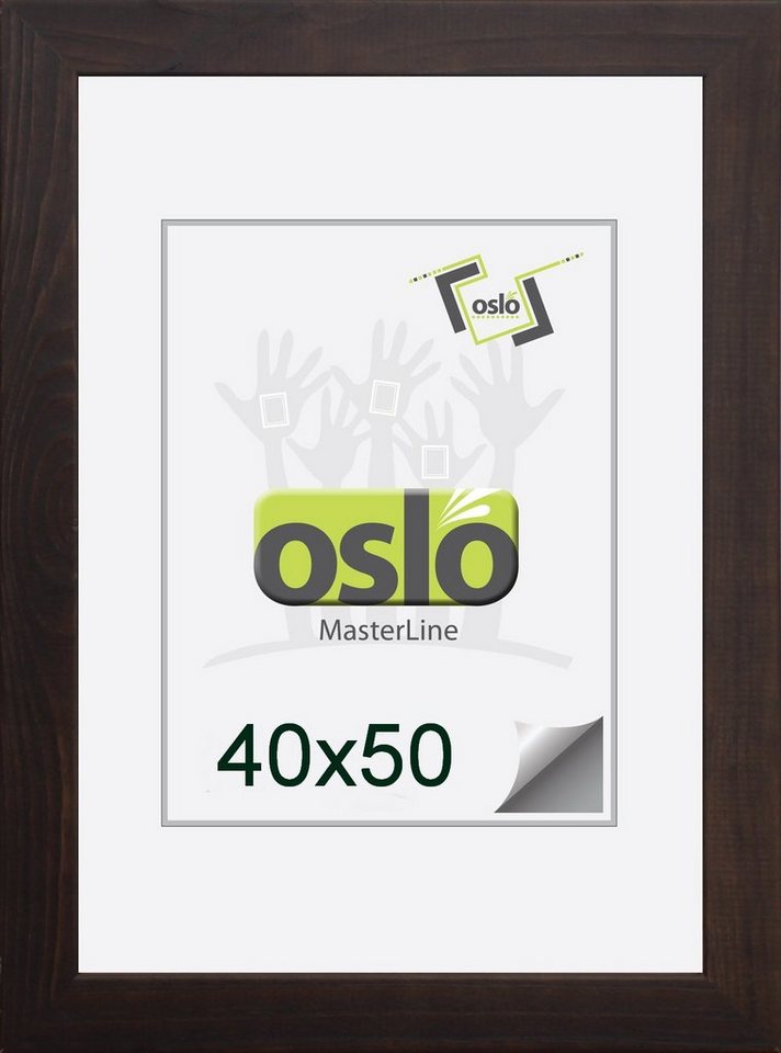 Oslo MasterLine Einzelrahmen Bilderrahmen 40 x 50 cm Holz massiv FSC Echtglas Hoch- und Querformat, Portraitrahmen dunkelbaun / schoko von Oslo MasterLine