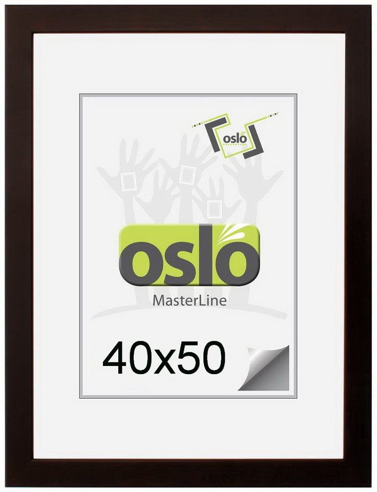 Oslo MasterLine Einzelrahmen Bilderrahmen 40 x 50 cm Holz massiv FSC Echtglas Hoch- und Querformat, Portraitrahmen schwarz von Oslo MasterLine