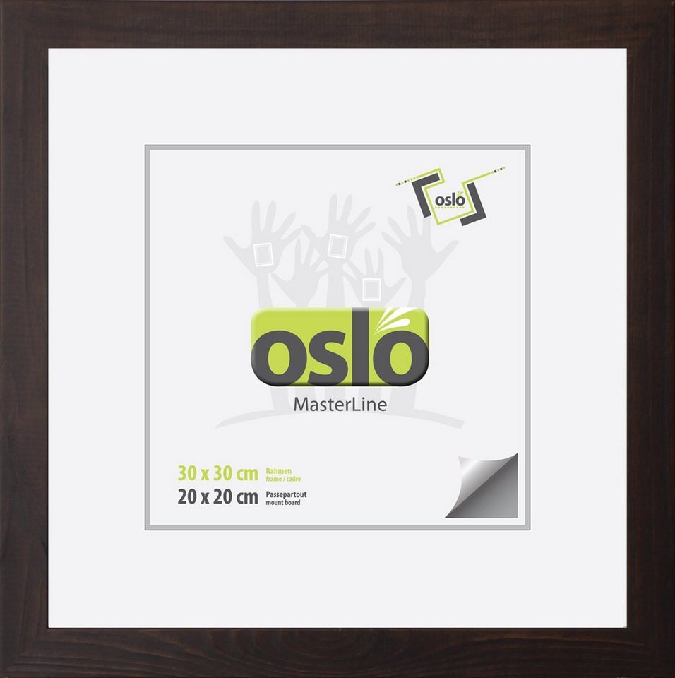 Oslo MasterLine Einzelrahmen Bilderrahmen Holz massiv quadratisch FSC mit Glasscheibe, 30 x 30 cm dunkelbraun von Oslo MasterLine