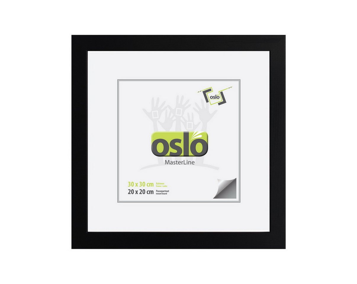 Oslo MasterLine Einzelrahmen Bilderrahmen Holz massiv quadratisch FSC mit Glasscheibe, 30 x 30 cm schwarz von Oslo MasterLine