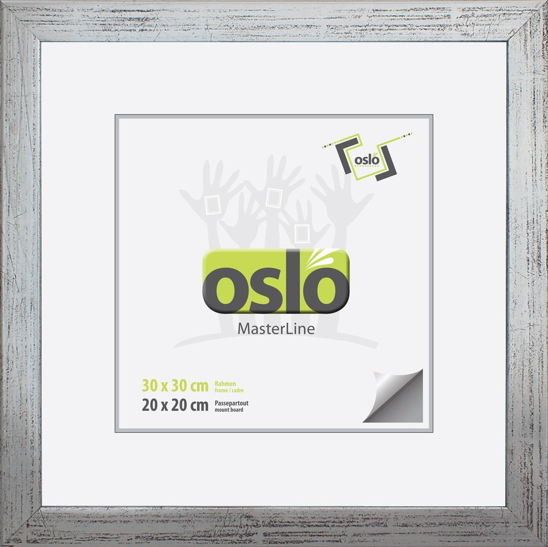 Oslo MasterLine Einzelrahmen Bilderrahmen Holz massiv quadratisch FSC mit Glasscheibe, 30 x 30 cm silber von Oslo MasterLine