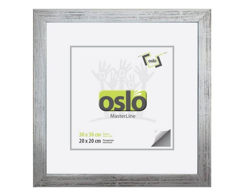 Oslo MasterLine Einzelrahmen Bilderrahmen Holz massiv quadratisch FSC mit Glasscheibe, 30 x 30 cm silber von Oslo MasterLine