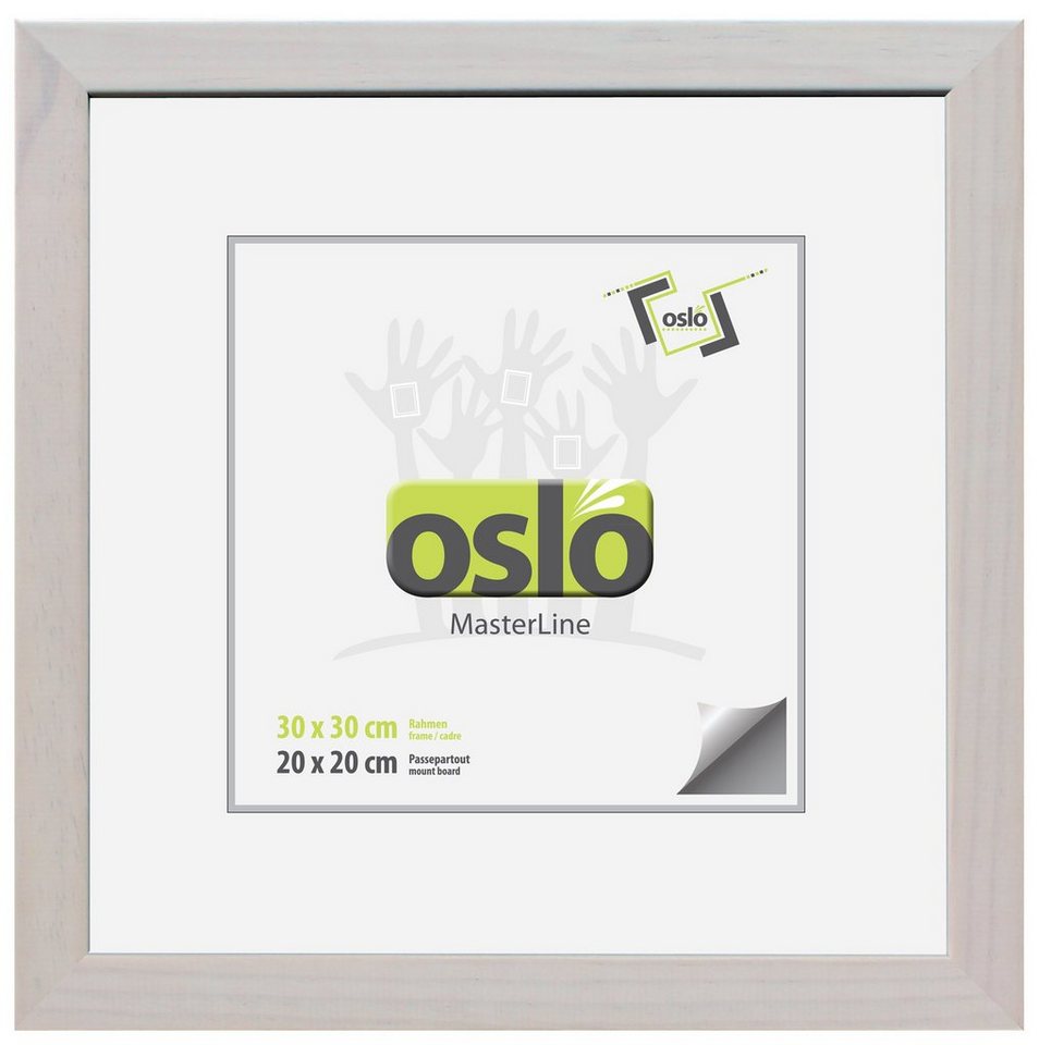 Oslo MasterLine Einzelrahmen Bilderrahmen Holz massiv quadratisch FSC mit Glasscheibe, 30 x 30 cm weiß gekalkt von Oslo MasterLine