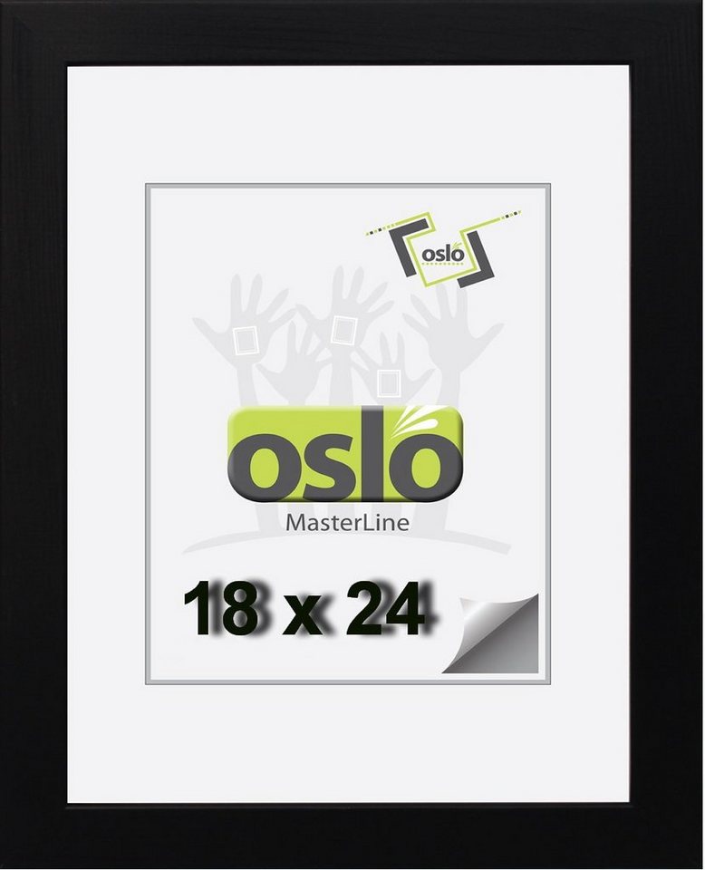 Oslo MasterLine Einzelrahmen Bilderrahmen Holz perfekt für Stickbilder Fotos Kunst Deko Echtglas, Format 18 x 24 cm mit stabilem Aufsteller Rahmenfarbe schwarz matt von Oslo MasterLine