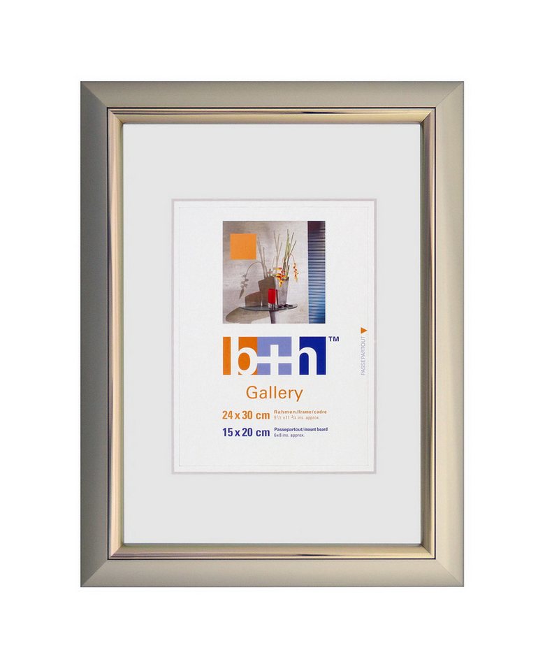 Oslo MasterLine Einzelrahmen Bilderrahmen Kunststoff Innenleiste glänzend Echtglas Puzzlerahmen FSC, 24x30 gold matt - Innenleiste gold glänzend von Oslo MasterLine