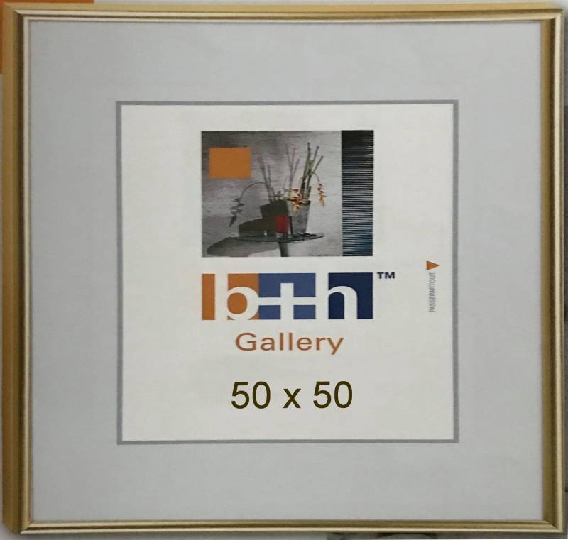 Oslo MasterLine Einzelrahmen Bilderrahmen Kunststoff Klarglas Puzzlerahmen Portraitrahmen Foto, Format 50 x 50 cm quadratisch Rahmenfarbe gold matt von Oslo MasterLine