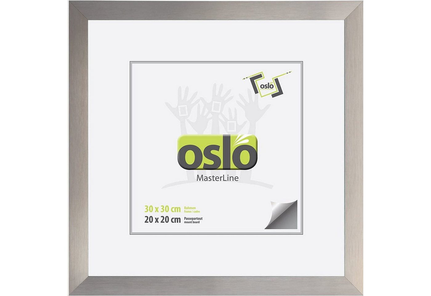 Oslo MasterLine Einzelrahmen Bilderrahmen quadratisch Aluminium gebürstet 3 cm breit, 30x30 champagner Echtglas, Alu von Oslo MasterLine