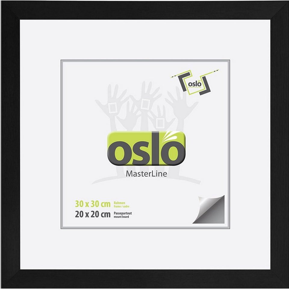 Oslo MasterLine Einzelrahmen Bilderrahmen quadratisch Aluminium gebürstet 3 cm breit, 30x30 schwarz, Echtglas, Alu, Quadrat von Oslo MasterLine