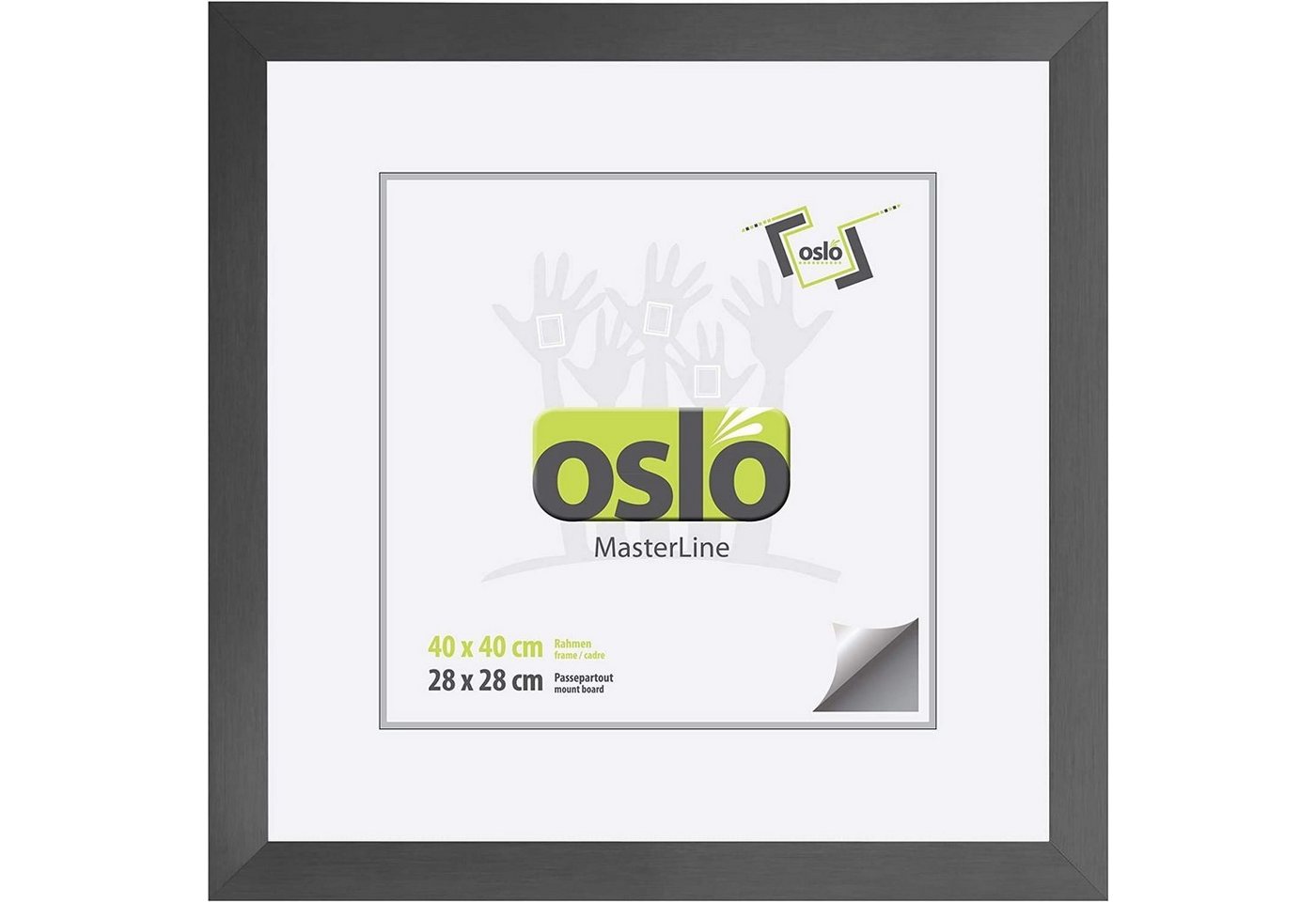 Oslo MasterLine Einzelrahmen Bilderrahmen quadratisch Aluminium gebürstet 3 cm breit, 40x40 graphit, Alu, perfekt für Bilder mit Passepartout von Oslo MasterLine