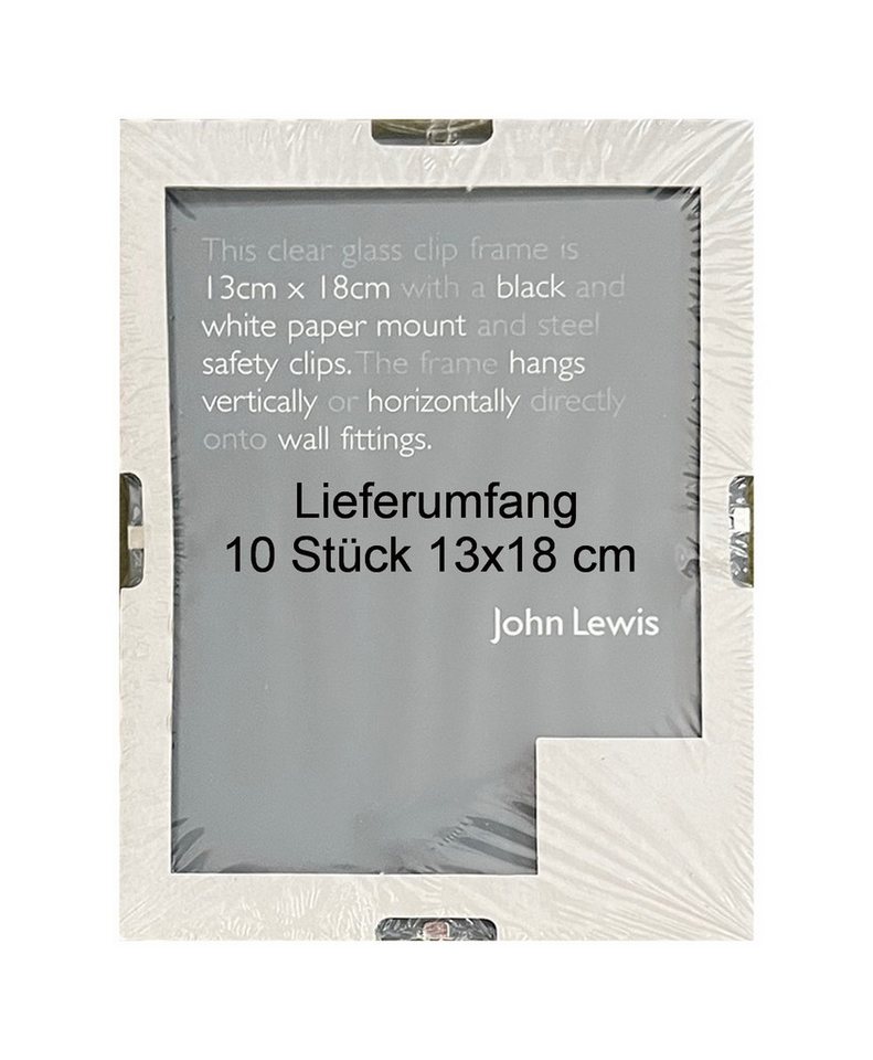 Oslo MasterLine Einzelrahmen Bilderrahmen rahmenlos Puzzlerahmen mit Klarglas Cliprahmen Glasrahmen, 10x 13 x 18 cm, Klemmfedern - perforierter Papiereinleger - Ösen im Clipverschluss von Oslo MasterLine
