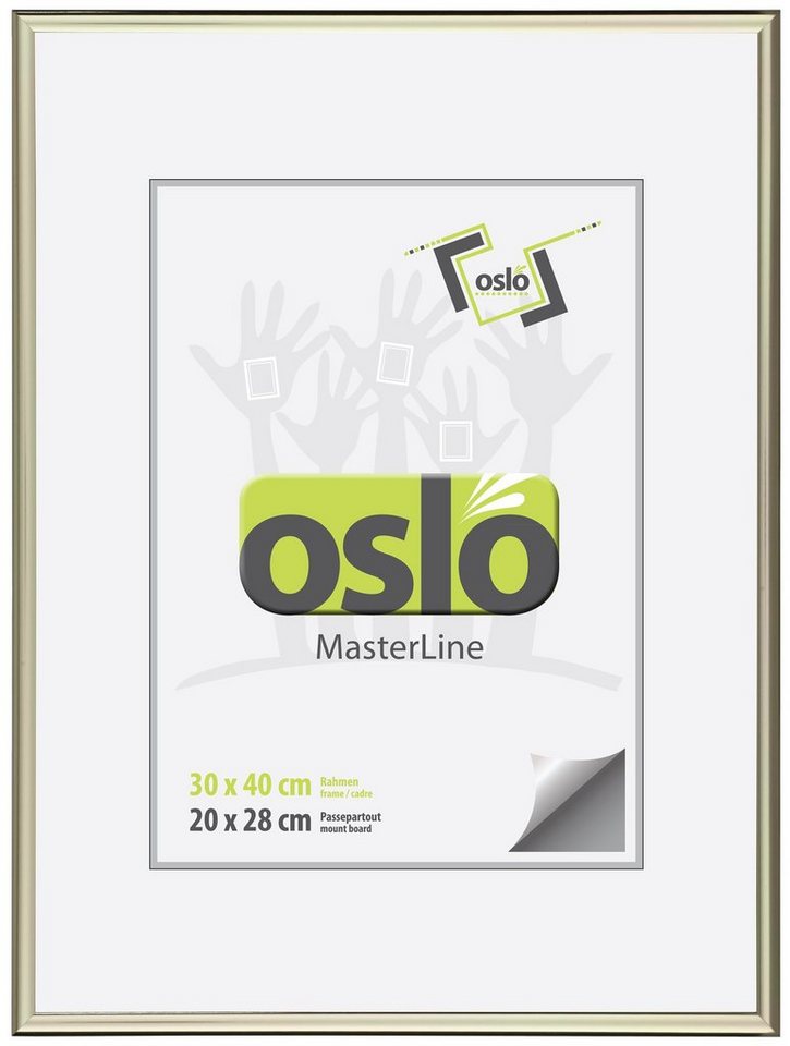 Oslo MasterLine Einzelrahmen Bilderrahmen Aluminium schmal Echtglas Fotorahmen Hoch- und Querformat, 30 x 40 cm Portraitrahmen perfekt für Puzzle Rahmenfarbe gold glänzend von Oslo MasterLine