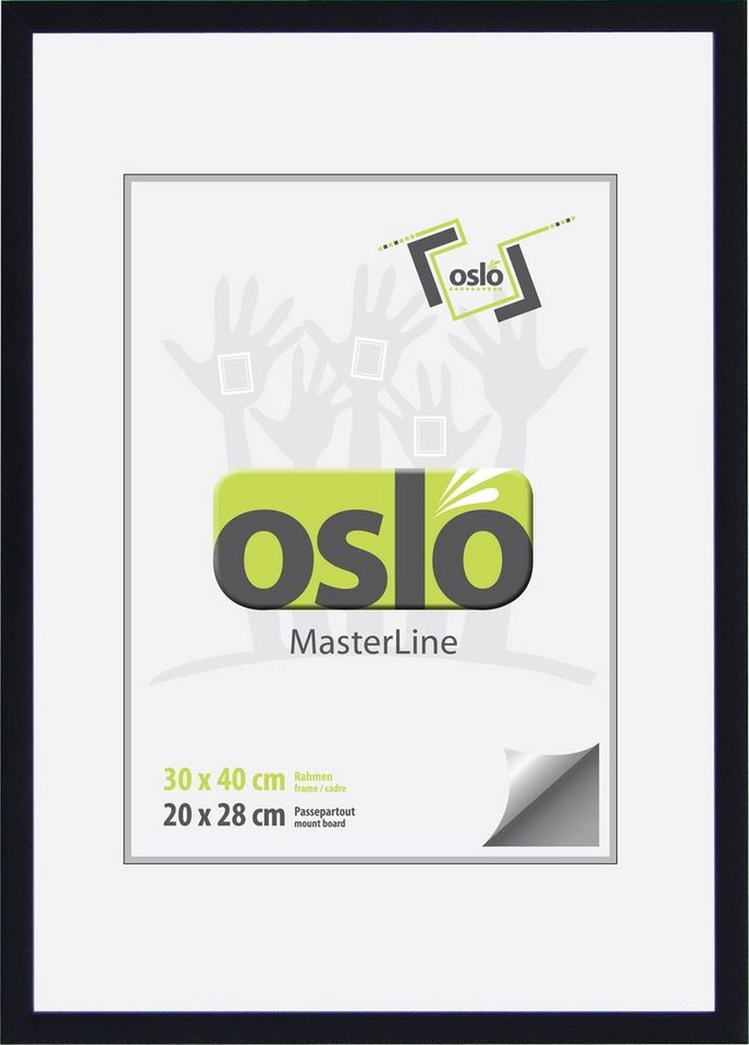 Oslo MasterLine Einzelrahmen Bilderrahmen Aluminium schmal Echtglas Fotorahmen Hoch- und Querformat, 30x40 schwarz Portraitrahmen, Alu von Oslo MasterLine