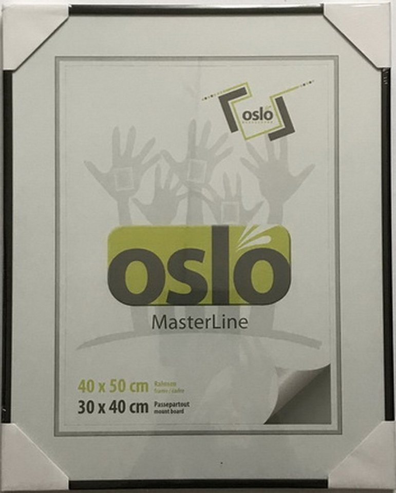 Oslo MasterLine Einzelrahmen Bilderrahmen Aluminium schmal Echtglas Fotorahmen Hoch- und Querformat, 40 x 50 cm Portraitrahmen perfekt für Puzzle Rahmenfarbe schwarz von Oslo MasterLine