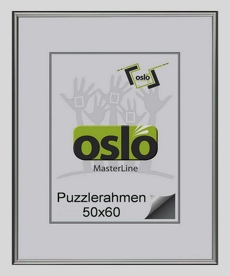 Oslo MasterLine Einzelrahmen Bilderrahmen Aluminium schmal Echtglas Fotorahmen Hoch- und Querformat, 50 x 60 cm graphit, Alu Portraitrahmen von Oslo MasterLine