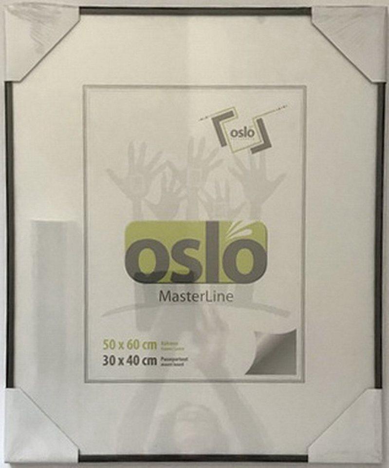 Oslo MasterLine Einzelrahmen Bilderrahmen Aluminium schmal Echtglas Fotorahmen Hoch- und Querformat, 50 x 60 cm perfekt zum Einrahmen von Puzzle Rahmenfarbe schwarz von Oslo MasterLine