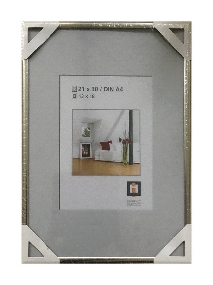 Oslo MasterLine Einzelrahmen Bilderrahmen 21 x 30 DIN A4 silber Kunststoff mit Glasscheibe Urkunden, (Set), 2x 21x30 (DIN A4), Set 2 Urkundenrahmen Format 21 x 29,7 DIN A4 Rahmenfarbe silber von Oslo MasterLine