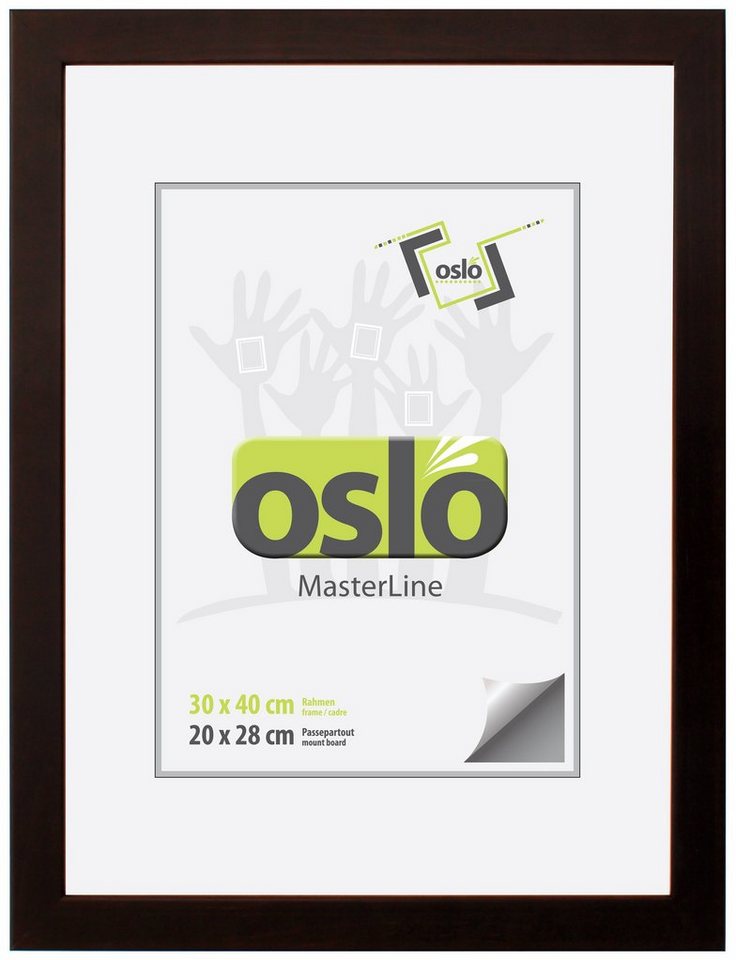 Oslo MasterLine Portraitrahmen Bilderrahmen 30 x 40 cm Holz massiv FSC Echtglas Hoch- und Querformat, Urkundenrahmen dunkelbaun / schoko von Oslo MasterLine