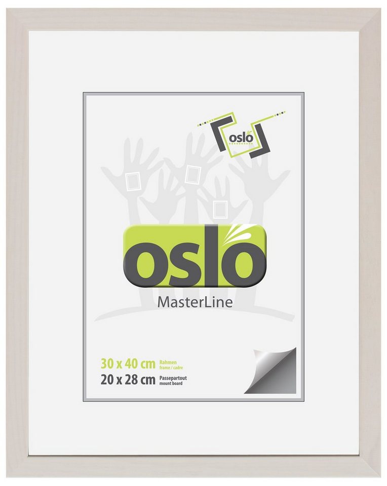 Oslo MasterLine Portraitrahmen Bilderrahmen 30 x 40 cm Holz massiv FSC Echtglas Hoch- und Querformat, Urkundenrahmen weiß gekalkt von Oslo MasterLine