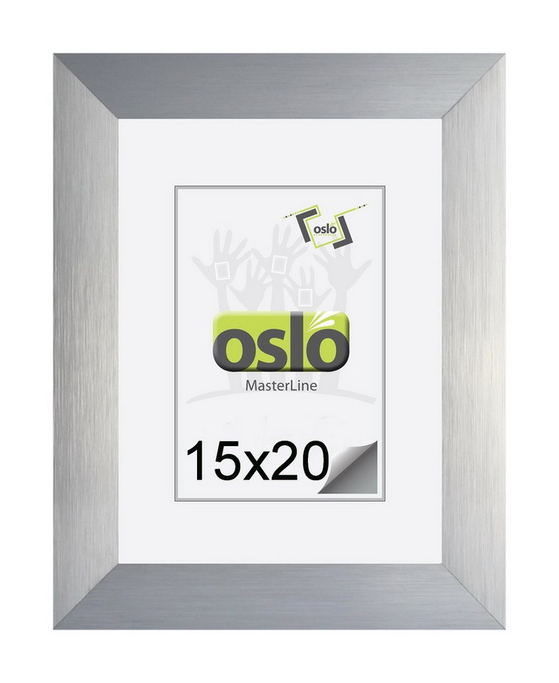 Oslo MasterLine Portraitrahmen Bilderrahmen Aluminium gebürstet Echtglas stabiler Aufsteller Alu, Alurahmen mit stabilem Aufsteller von Oslo MasterLine