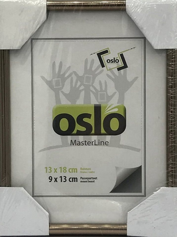 Oslo MasterLine Portraitrahmen Bilderrahmen Kunststoff Becker & Hach Echtglas schmales Profil FSC, {9x13} {10x15} {13x18} {15x20}, FH 13 x 18 cm bronze, mit stabilem Aufsteller von Oslo MasterLine