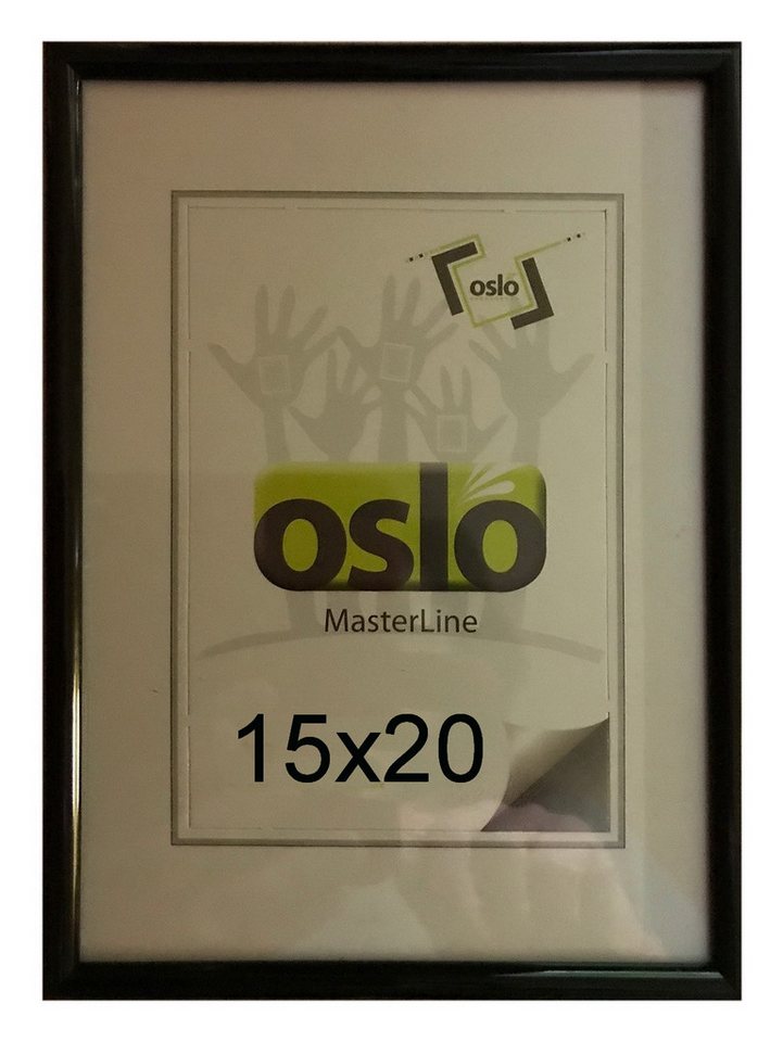 Oslo MasterLine Portraitrahmen Bilderrahmen Kunststoff Becker & Hach Echtglas schmales Profil FSC, {9x13} {10x15} {13x18} {15x20}, Hochwertiger Kunststoffrahmen mit stabilem Aufsteller von Oslo MasterLine