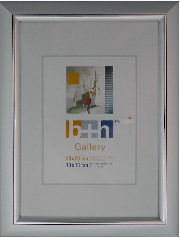 Oslo MasterLine Portraitrahmen Bilderrahmen Kunststoff Innenleiste glänzend Echtglas Becker+Hach FSC, 20 x 28 cm silber matt - Innenleiste silber glänzend von Oslo MasterLine