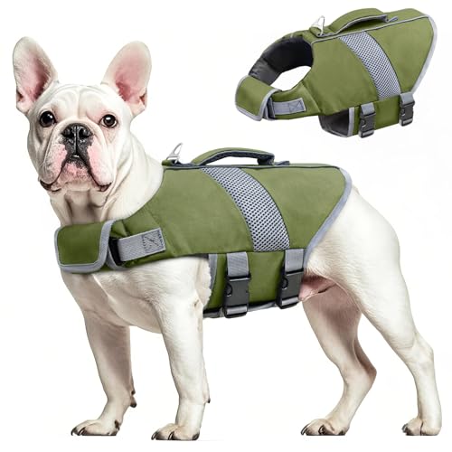 Oslueidy Hund Rettungsweste Hohe Flotation, Reflektierende Hund Rettungsretter schwimmt Weste Haustier Rettungsweste Badeanzugen Kleiner Mittlerer Großer Hunde zum Schwimmen Bootfahren Surfen Kajakin von Oslueidy