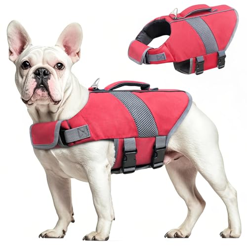Oslueidy Hund Rettungsweste Hohe Flotation, Reflektierende Hund Rettungsretter schwimmt Weste Haustier Rettungsweste Badeanzugen Kleiner Mittlerer Großer Hunde zum Schwimmen Bootfahren Surfen Kajakin von Oslueidy