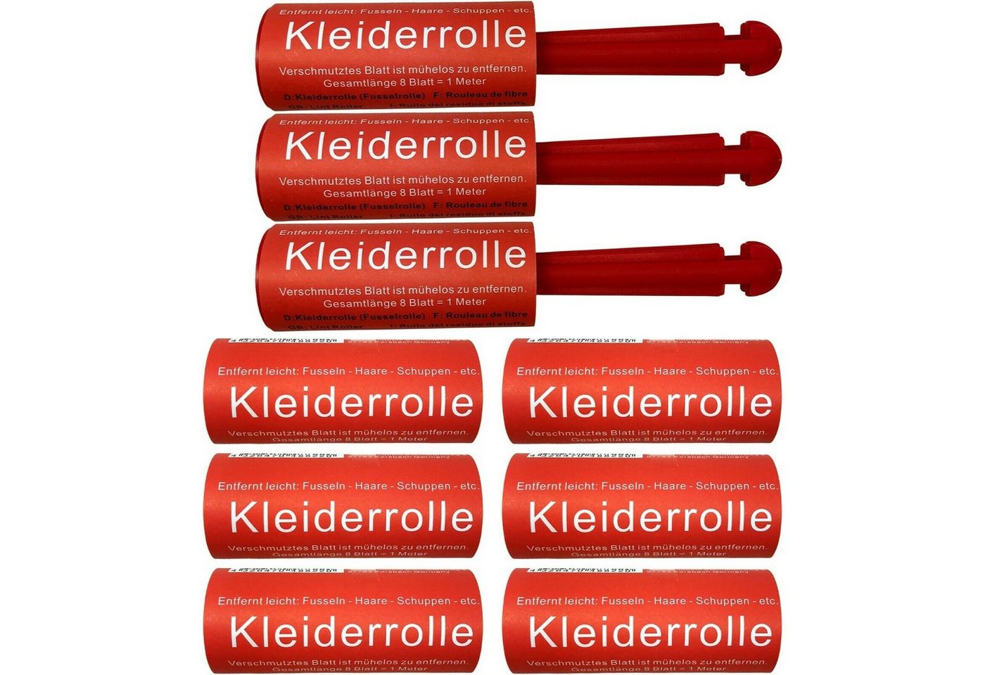 Osma Fusselbürste Fusselrolle 3 Abroller mit 9 Rollen Kleiderrolle, Fusselbürste, Tierhaarrolle von Osma